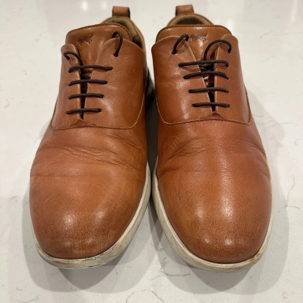 Wolf and Shepherd Mens 11.5 M Crossover Lace Up Brown Derby Dress Shoes Leather